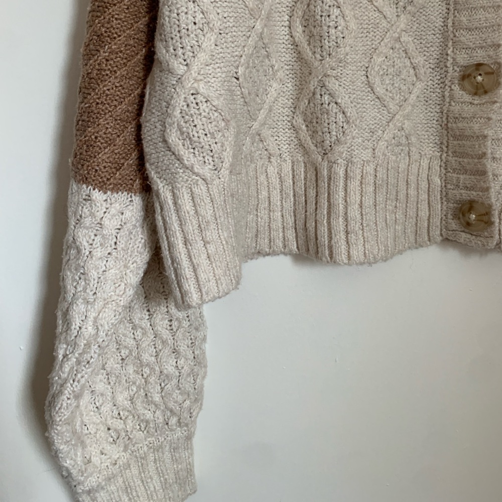 American Eagle Patchwork Cropped Cardigan Size Sm… - image 4